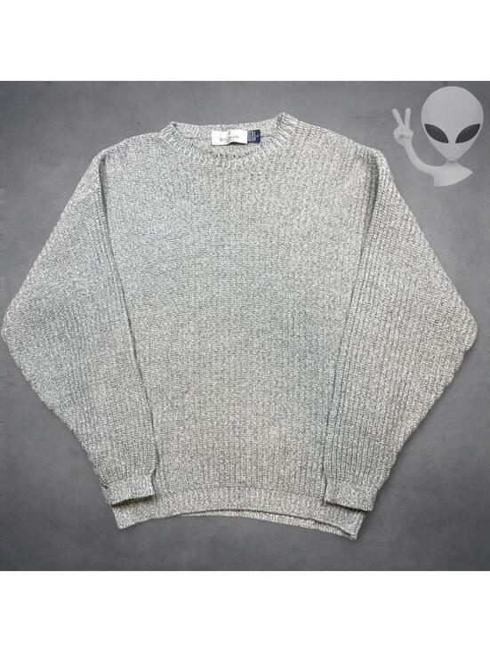 Bill Blass Other - Vintage Bill Blass Hand Framed Sweater Large Gray Knit 80s USA Grandpa Retro